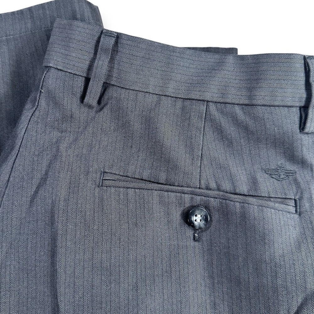 Dockers Mens Straight Fit Herringbone Trousers Charcoal Grey Flat Front Pants